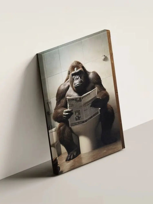 Funny Gorilla Bathroom Poster β Quirky Toilet Art Canvas Print