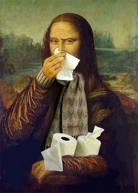 Mona Lisa Bathroom Meme Canvas β Funny Portrait Wall Art for Bathroom DΓ©cor