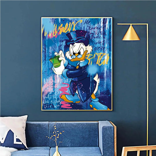 Donald Duck Graffiti Wall Art β Canvas Poster Print for Home & Kids Room Decor