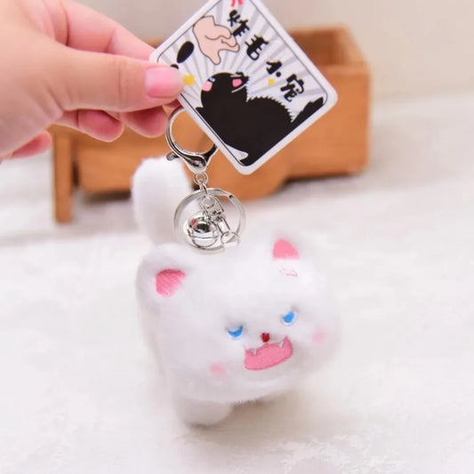 Angry Kitten Cat Plush Keychain β Cute Soft Cartoon Bag Pendant in Korean Style