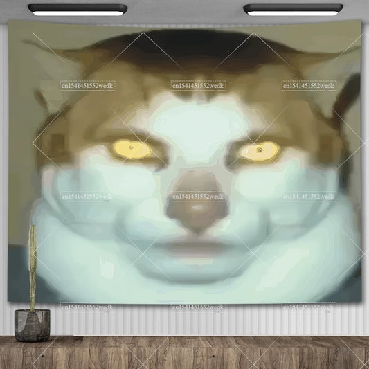 "Monday Left Me Broken" Cat Tapestry – Aesthetic Kawaii Meme Wall Art