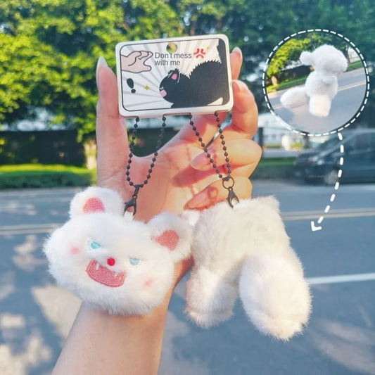 Angry Kitten Cat Plush Keychain β Cute Soft Cartoon Bag Pendant in Korean Style