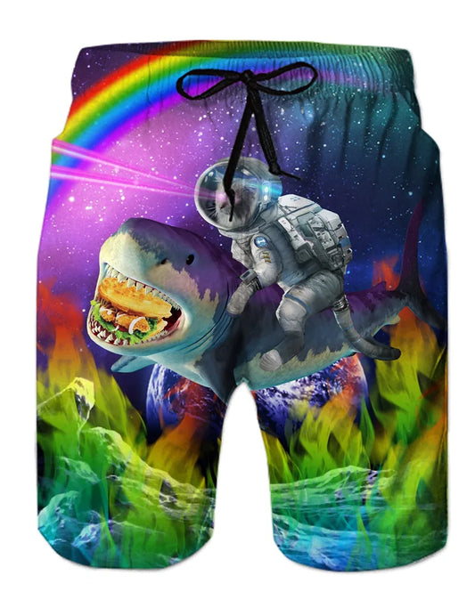 Funny Animal Dinosaur Beach Shorts β 3D Printed Menβs Swim Trunks for Summer