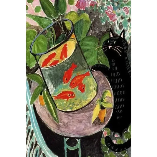 Funny Cat Art Poster β Black Cat Knocking Over Van Goghβs Sunflowers