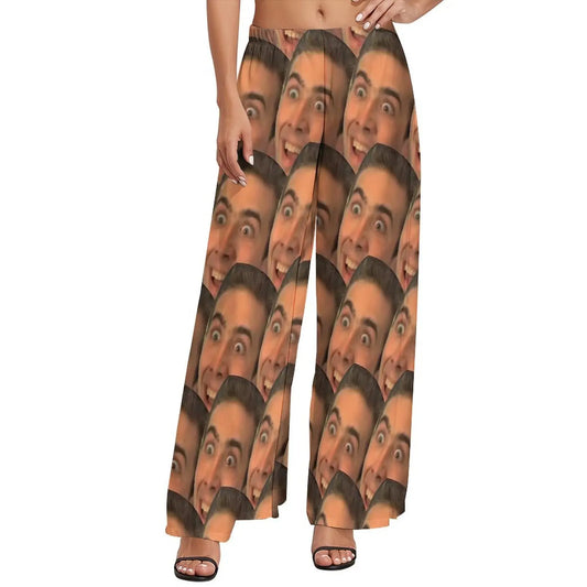 Nicolas Cage Funny Meme Pants β Women's Streetwear Workout Trousers with Elastic Waist