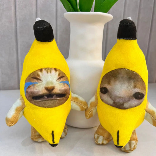 Creative Banana Cat Plush Toy Keychain β Quirky Pinch Cat Gift for Kids