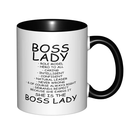 Boss Lady Mug β Sarcastic & Inspirational Ceramic Coffee Cup with Black Handle (11oz)