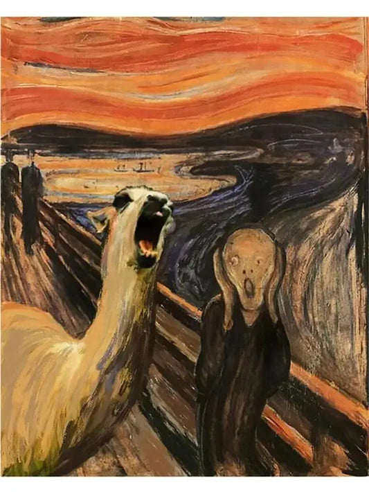 The Scream-Inspired Funny Cat & Dog Canvas Poster – Abstract Wall Art for Living Room Decor