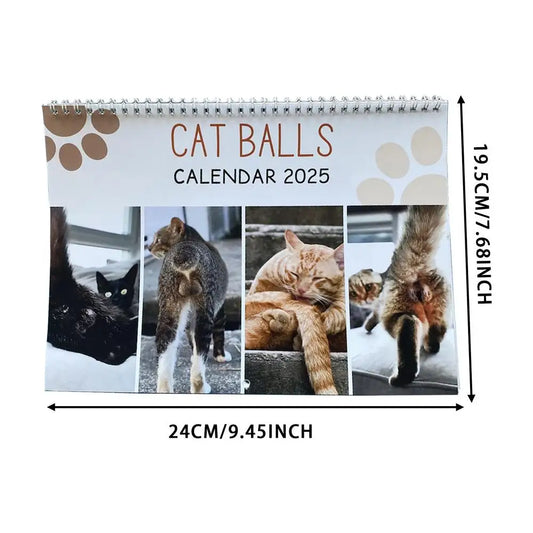 2025 Cat Balls Funny Calendar – Cute & Comical 12-Month Wall Calendar for Home Décor
