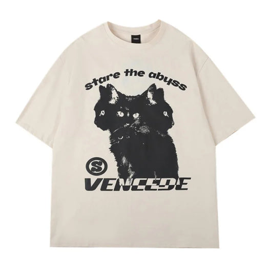 Hydra Cat Oversized T-Shirt – Y2K Streetwear Hip Hop Tee for Men