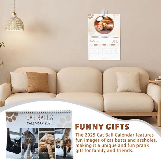 2025 Cat Balls Funny Calendar – Cute & Comical 12-Month Wall Calendar for Home Décor