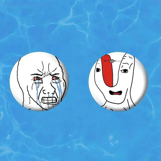 Wojak & A-Soyjak Funny Badge Pins – Creative Meme Brooches for Clothes & Backpacks