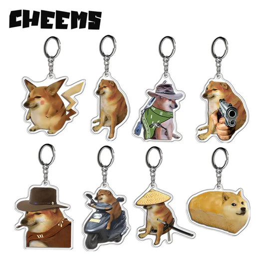 Cheems Warrior Meme Keychain – Cute & Funny Cheemsburger Dog Pendant