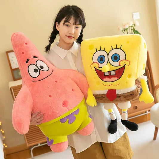 35-100CM SpongeBob SquarePants & Patrick Star Plush Dolls – Soft & Cute Cartoon Stuffed Toys