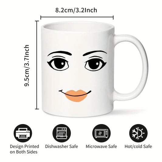 11oz Ceramic Mug – Stylish Face Design for Coffee, Tea & More