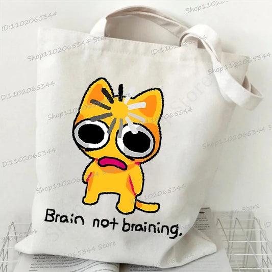 Women’s Handbags – Meme Cat Funny Canvas Tote Bag (Reusable & Foldable Shopping Bag)