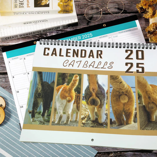 2025 Cat Butt Calendar – Funny Cat Tail Wall Calendar for Home & Office