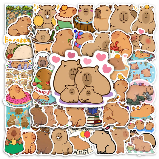 Funny Cartoon Capybara Stickers – Waterproof Animal Decals for DIY Fun