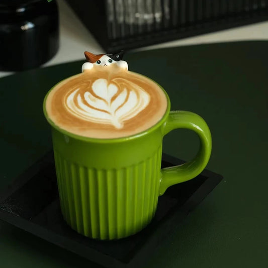 Cartoon Cute Cat Ceramic Mug – Embossed Coffee & Water Cup for Couples and Daily Use