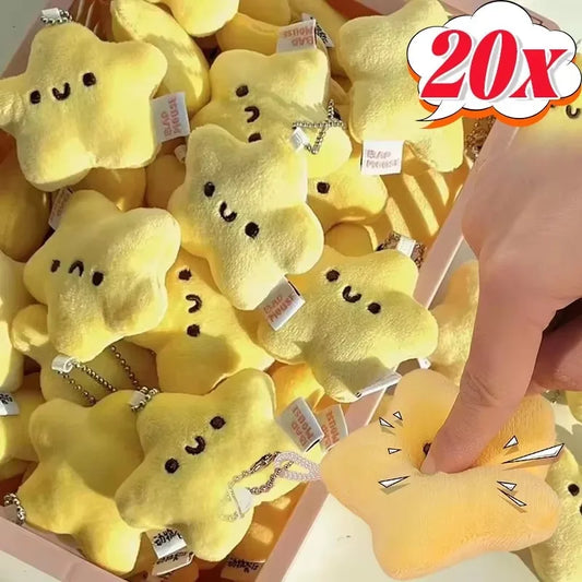 Cute Stars Plush Toy Keychain – Fluffy Mini Backpack Pendant for Girls