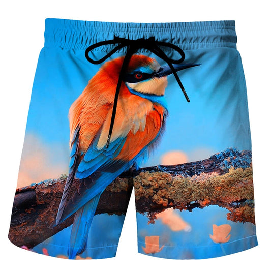 Funny Duck Graphic Beach Shorts for Men – 3D Animal Print Swim Trunks