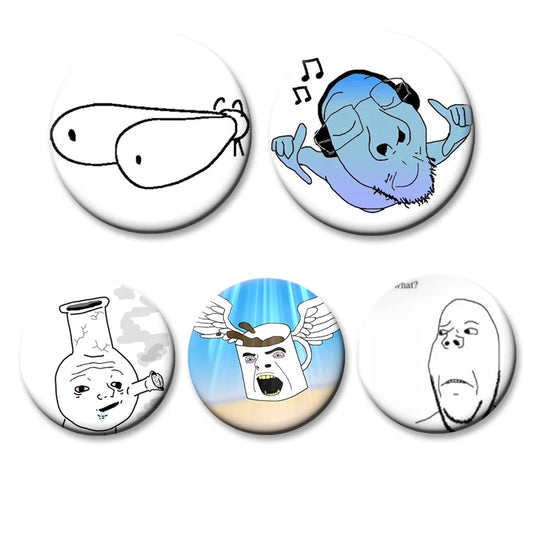 32mm Wojak & Soyjak "It’s Over" Meme Lapel Pin – Funny Metal Badge for Bags, Clothes & Gifts