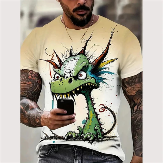 Summer Vintage 3D Printed T-Shirt – Funny Graphic Streetwear for Men