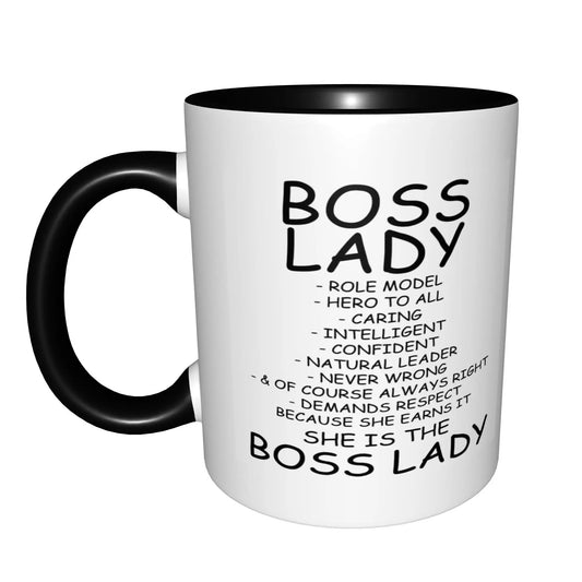 Boss Lady Mug – Sarcastic & Inspirational Ceramic Coffee Cup with Black Handle (11oz)