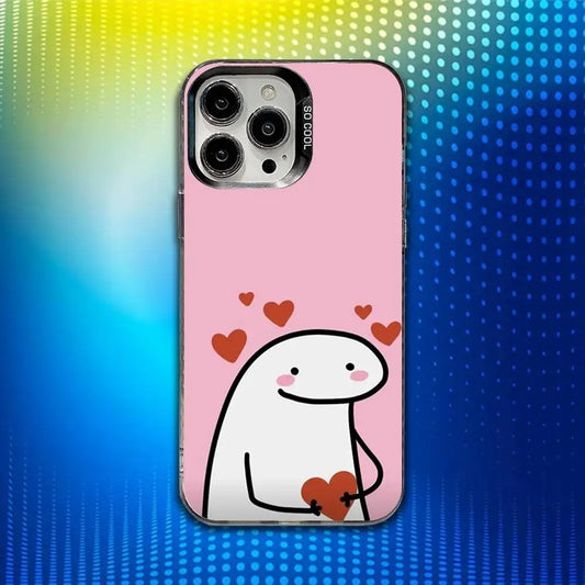 Flork Cute Funny Memes Phone Case – White Matte Shockproof Cover for iPhone 11–16 Series