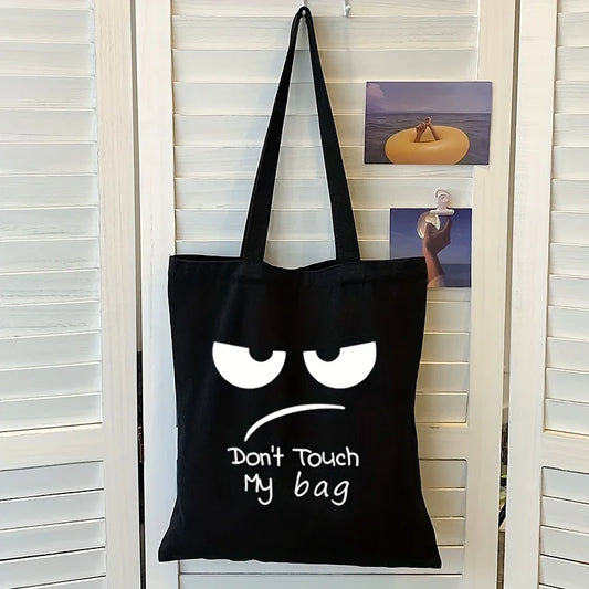 Cartoon Funny Expression Print Tote Bag – Lightweight Canvas Shoulder Shopping Bag