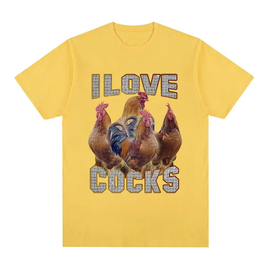I Love Cocks T-Shirt – Funny Rooster Meme Tee for Chicken Enthusiasts
