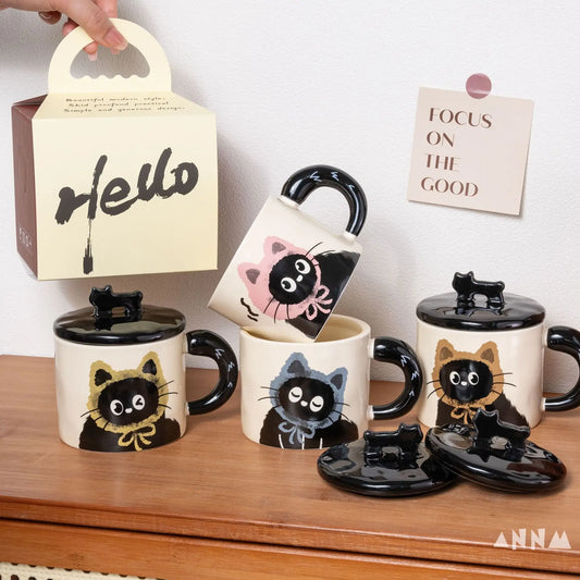 Creative Cute Cartoon Cat Ceramic Coffee Mug – Couple Water & Tea Cup with Gift Box