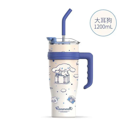 Hello Kitty Cartoon Insulated Mug – 1200ML Sanrio Ice Bowl Water Cup with Straw & Handle