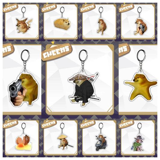 Cheems Warrior Meme Keychain – Cute & Funny Cheemsburger Dog Pendant