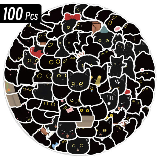Kawaii Black Cats Meme Sticker Pack – Cute Aesthetic Stationery for School, Office & Art Projects