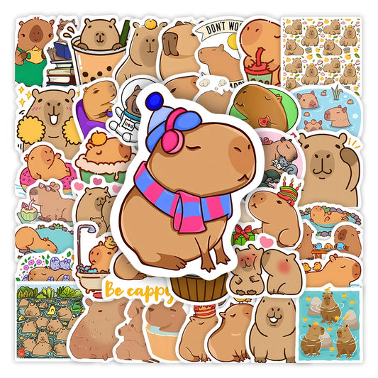 Funny Cartoon Capybara Stickers – Waterproof Animal Decals for DIY Fun
