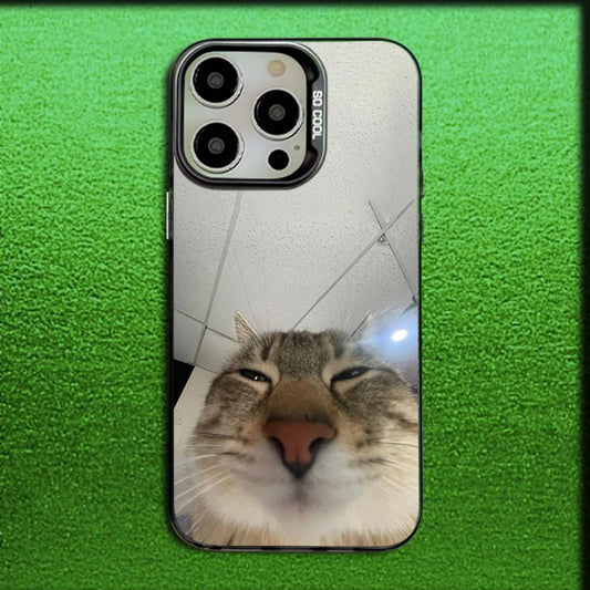 Funny Cat Meme Phone Case – Matte Silicone Cover for iPhone 11–16 Series