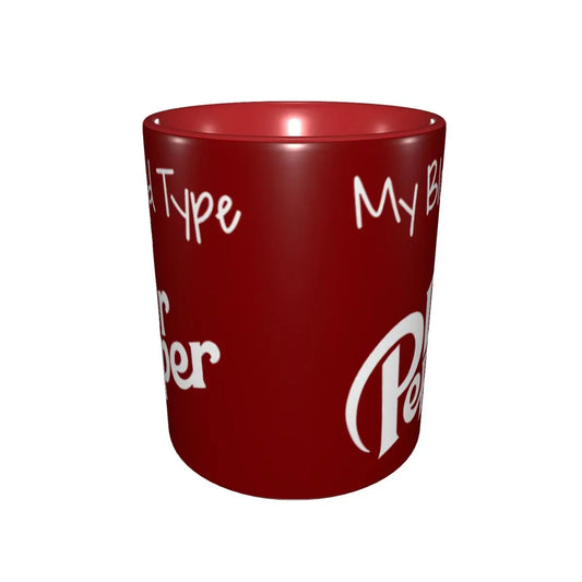 "My Blood Type Is Dr Pepper" Coffee Mug – Funny Meme Drinkware for Home