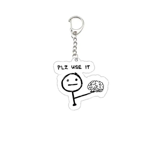 Hey You Dropped This Brain Keychain – Funny Acrylic Meme Pendant for Friends