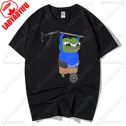 Workout Pepe T-Shirt – Funny Sad Frog Graphic Tee for Men & Women