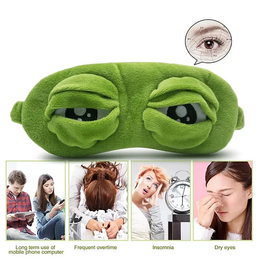 3D Sad Frog Sleep Mask – Funny & Relaxing Eye Shade for Travel, Office, or Home