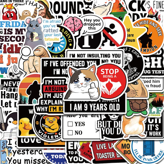 50PCS Prank Meme Stickers – Harajuku DIY Graffiti Decals for Luggage, Notebooks, Bikes & More
