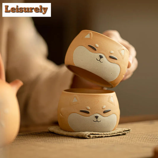 130ML Cartoon Hand-Drawn Shiba Inu Teacup – Zen Tea Bowl & Fragrance Cup
