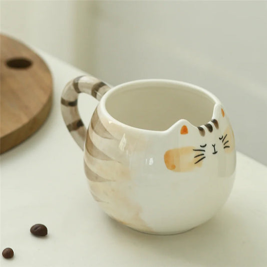 Cute Cat-Shaped Ceramic Cup – 380ml / 13oz Mug for Coffee, Milk & Water