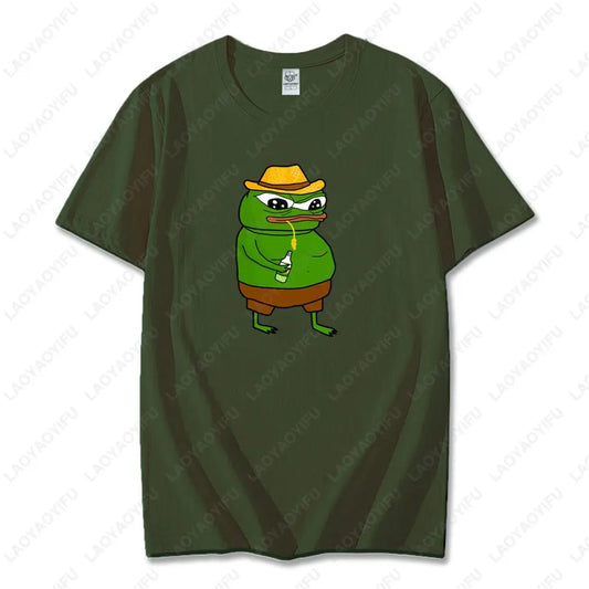Pepe Frog Role Play Christmas Deer Animal T-Shirt – Funny Harajuku Tee for Women