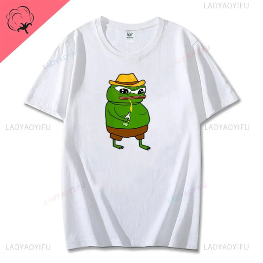 Pepe Frog Role Play Christmas Deer Animal T-Shirt – Funny Harajuku Tee for Women