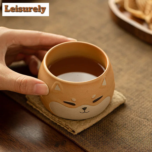 130ML Cartoon Hand-Drawn Shiba Inu Teacup – Zen Tea Bowl & Fragrance Cup
