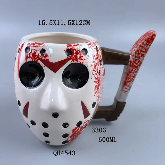 Strictly Selected Halloween Horror Mask Mug – Freddy, Jason, Ghost & Demon Slasher Ceramic Cup