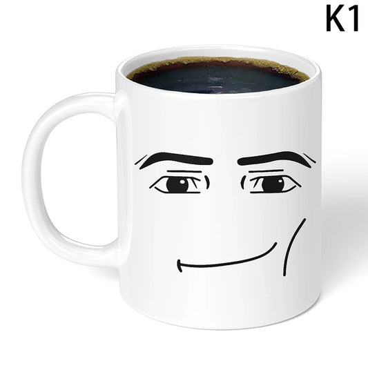 325ml Funny Face Coffee Mug – Cute Ceramic Cup for Gamers, Students & Birthday Gifts