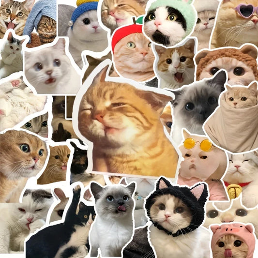 60PCS Cute Realistic Cat Graffiti Stickers – Decorative Waterproof Stickers for Laptops, Desks, Bottles & More